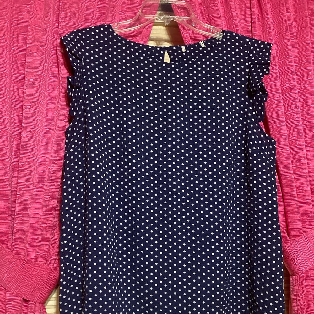 Navy Blue & White Polka Dot Shirt